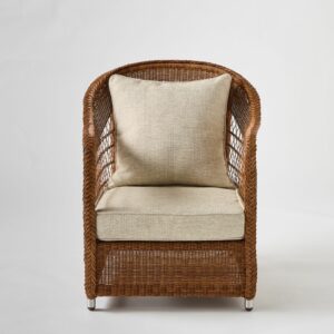 Fauteuil de jardin Biarritz châtaigne avec tissu gris