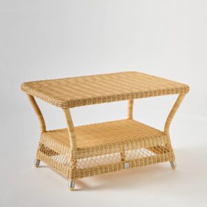 Table rectangulaire de salon de jardin en résine couleur naturelle