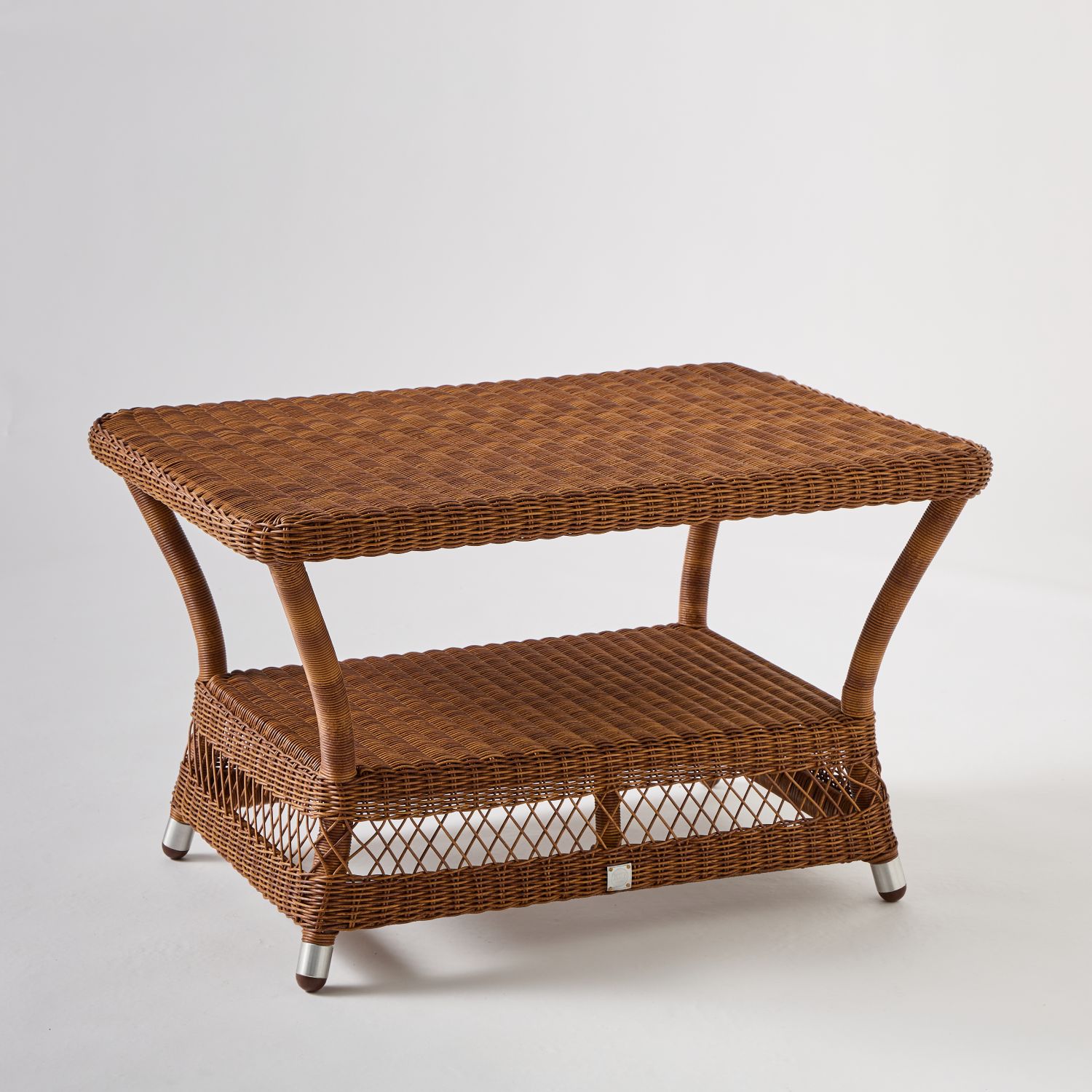 table de jardin rectangulaire en resine tressee marron Table basse aluminium et résine marron Biarritz