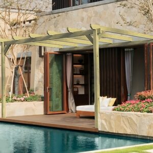 Pergola en pin massif 6x3 adossée Narbonne