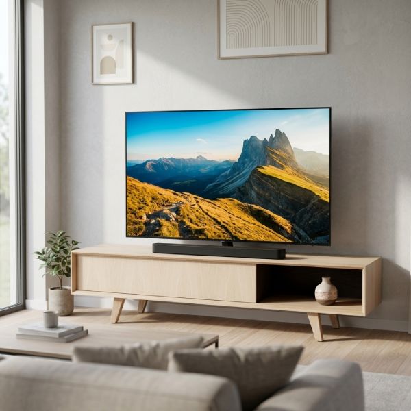 Meuble tv 180 cm en bois naturel style scandinave