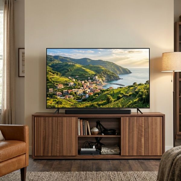 Meuble tv design en noyer largeur 180 cm