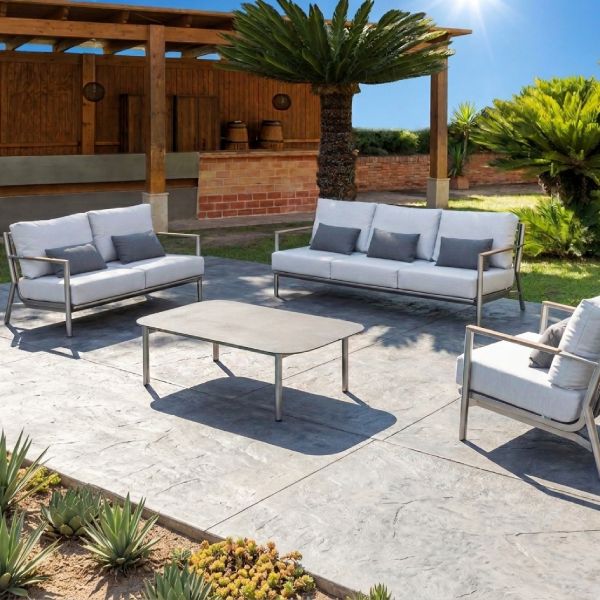 Salon de jardin haut de gamme an aluminium avec coussins