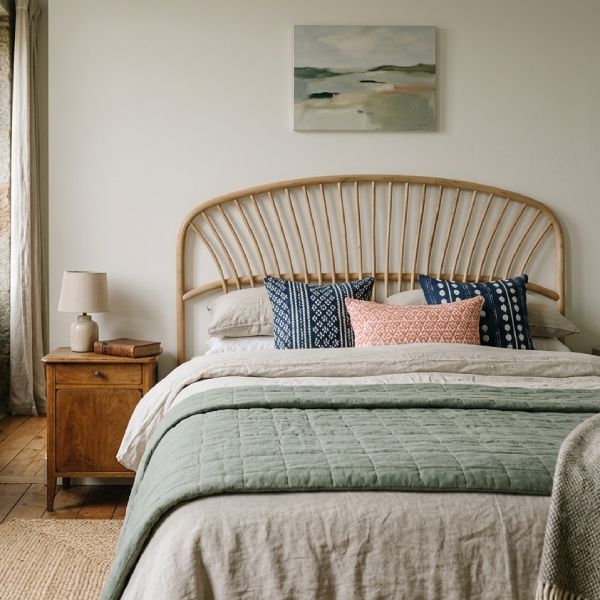Tête de lit en rotin naturel pour une déco bohème