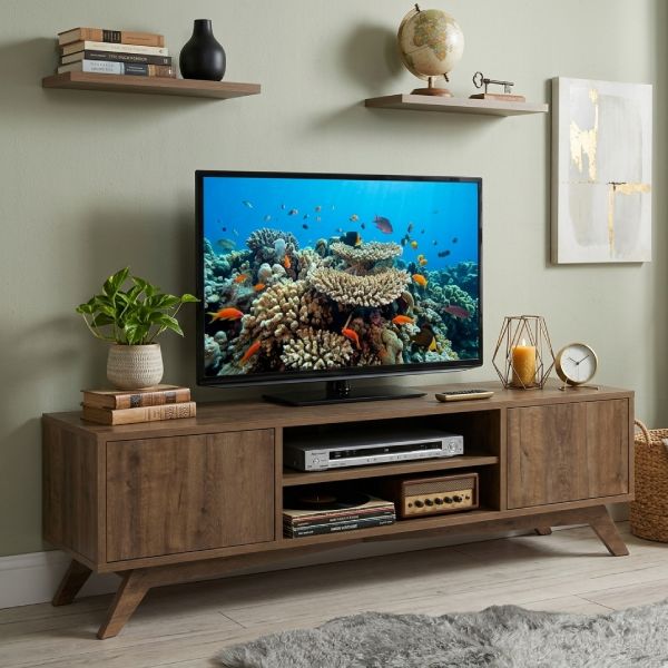 Meuble tv imitation bois style contemporain 150 cm