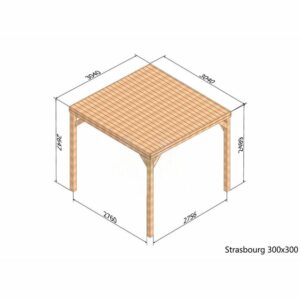 Pergola autoportée avec toit 3 m x 3 m Strasbourg