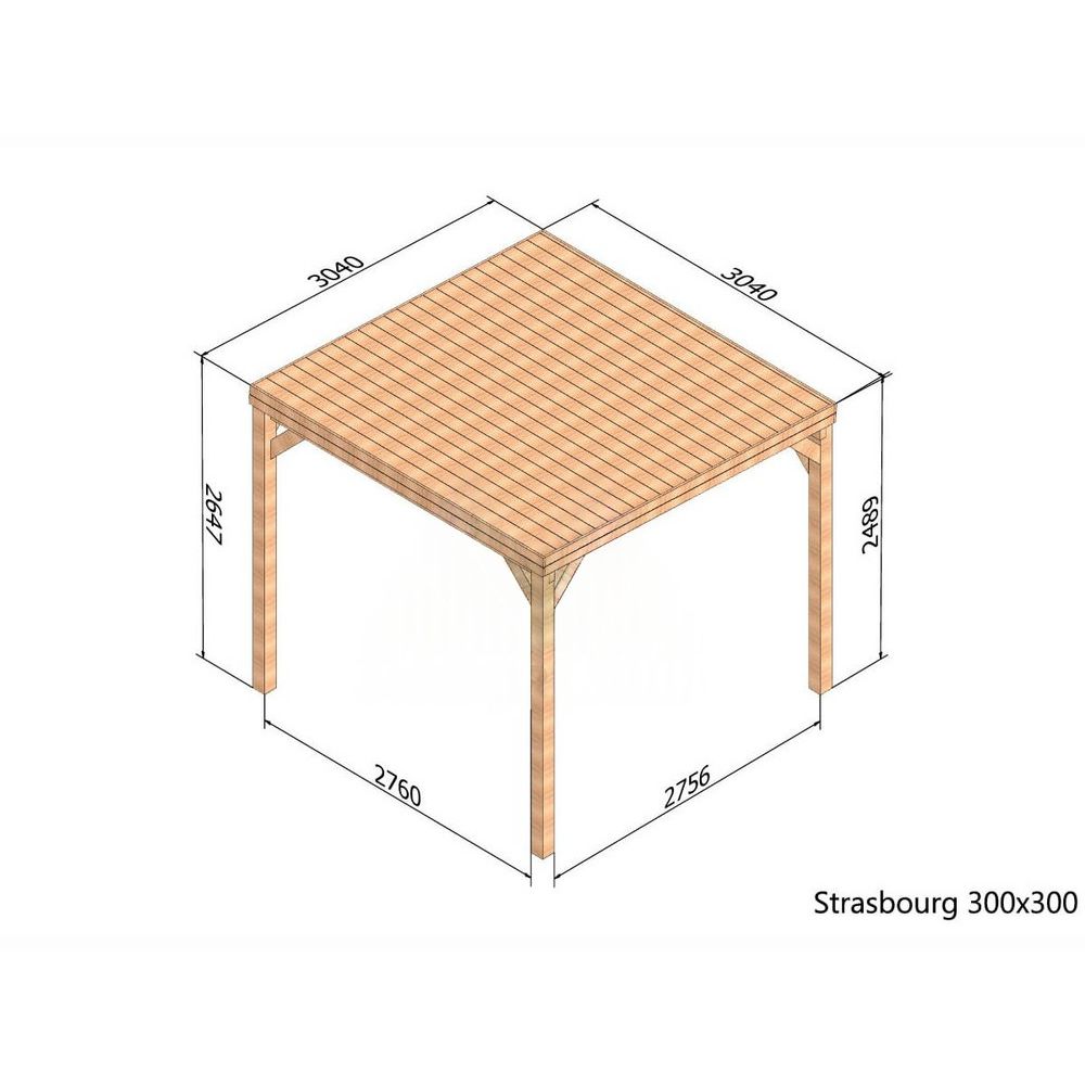 plan pergola bois 3 x 3 avec toit strasbourg Pergola autoportée avec toit 3 m x 3 m Strasbourg