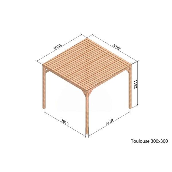pergola bois 3x3 autoportee toulouse avec toit