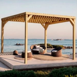 Pergola bois autoportée 3 m x 3 m avec toit Toulouse