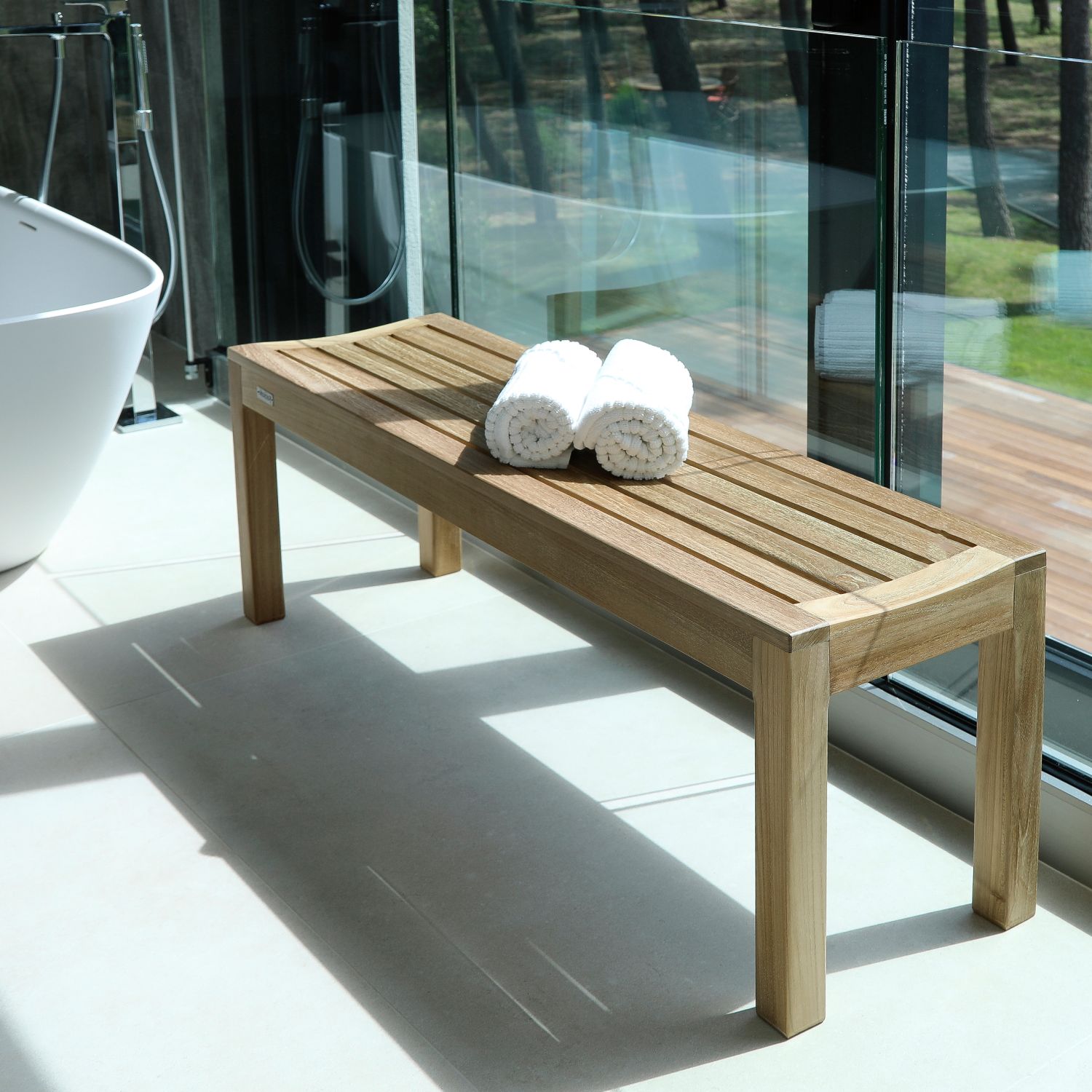 Banc en teck 2 places sans dossier