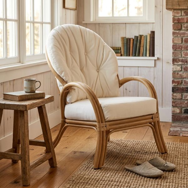 Fauteuil de lecture confortable en rotin haut de gamme