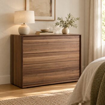 Commode noyer design dans une chambre à coucher