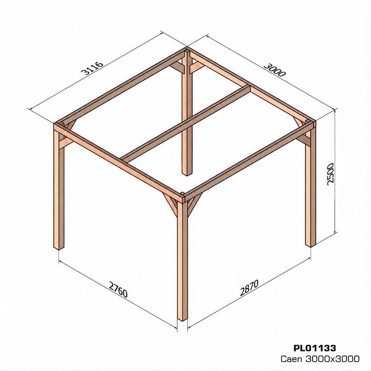 Plan pergola bois 3x3 Caen