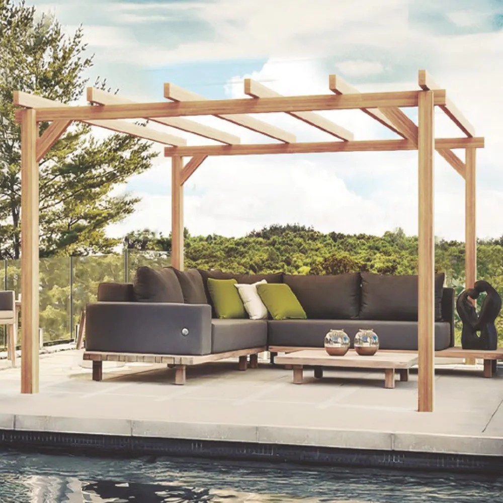 Pergola Angers 4m x 3m en kit, lamellé-collé