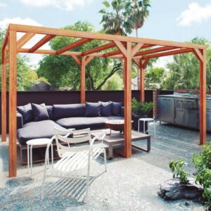 Pergola autoportante de 400 × 300 cm en bois lamellé-collé Toulon
