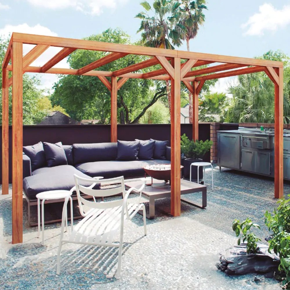 Pergola autoportante de 400 × 300 cm en bois lamellé-collé Toulon